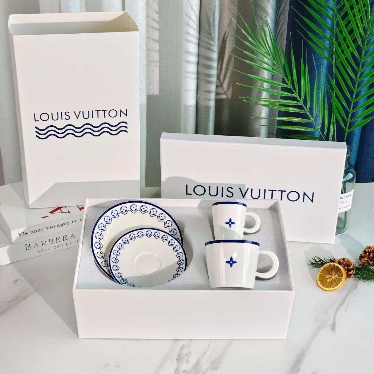 Louis Vuitton LV 1 espresso cup and 1 tea cup - Louis Vuitton Cups | Aleppo Gift UAE